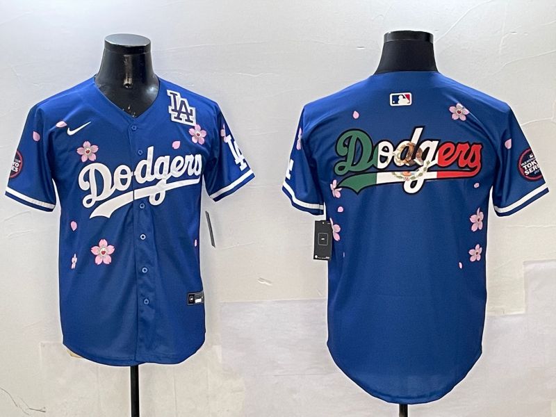 Men Los Angeles Dodgers Blank Blue Sakura Edition 2025 Nike MLB Jersey style 11